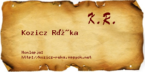 Kozicz Réka névjegykártya